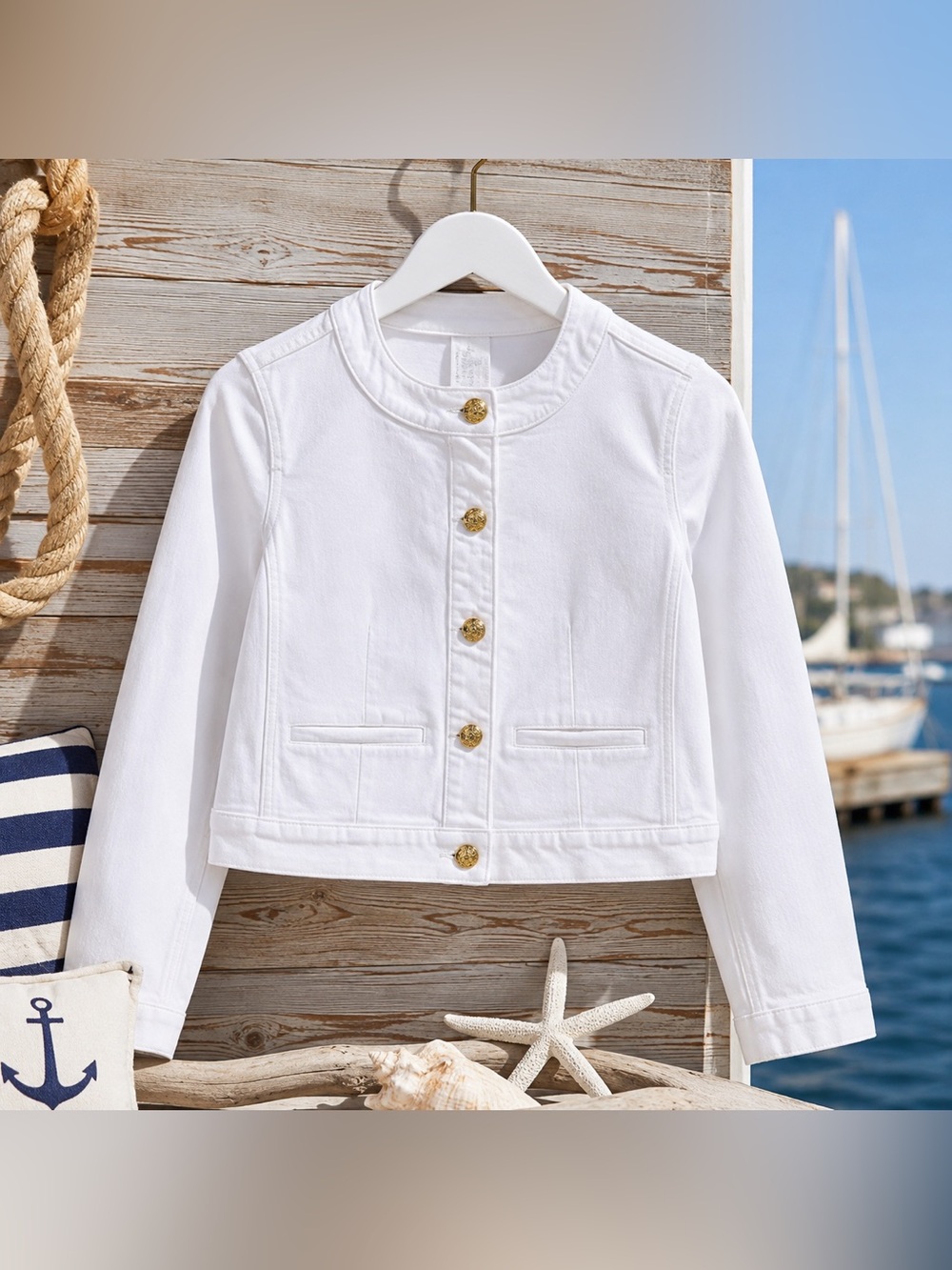 J.Crew Factory White Lady Jacket Gold Crest Buttons NWT Petite 00P